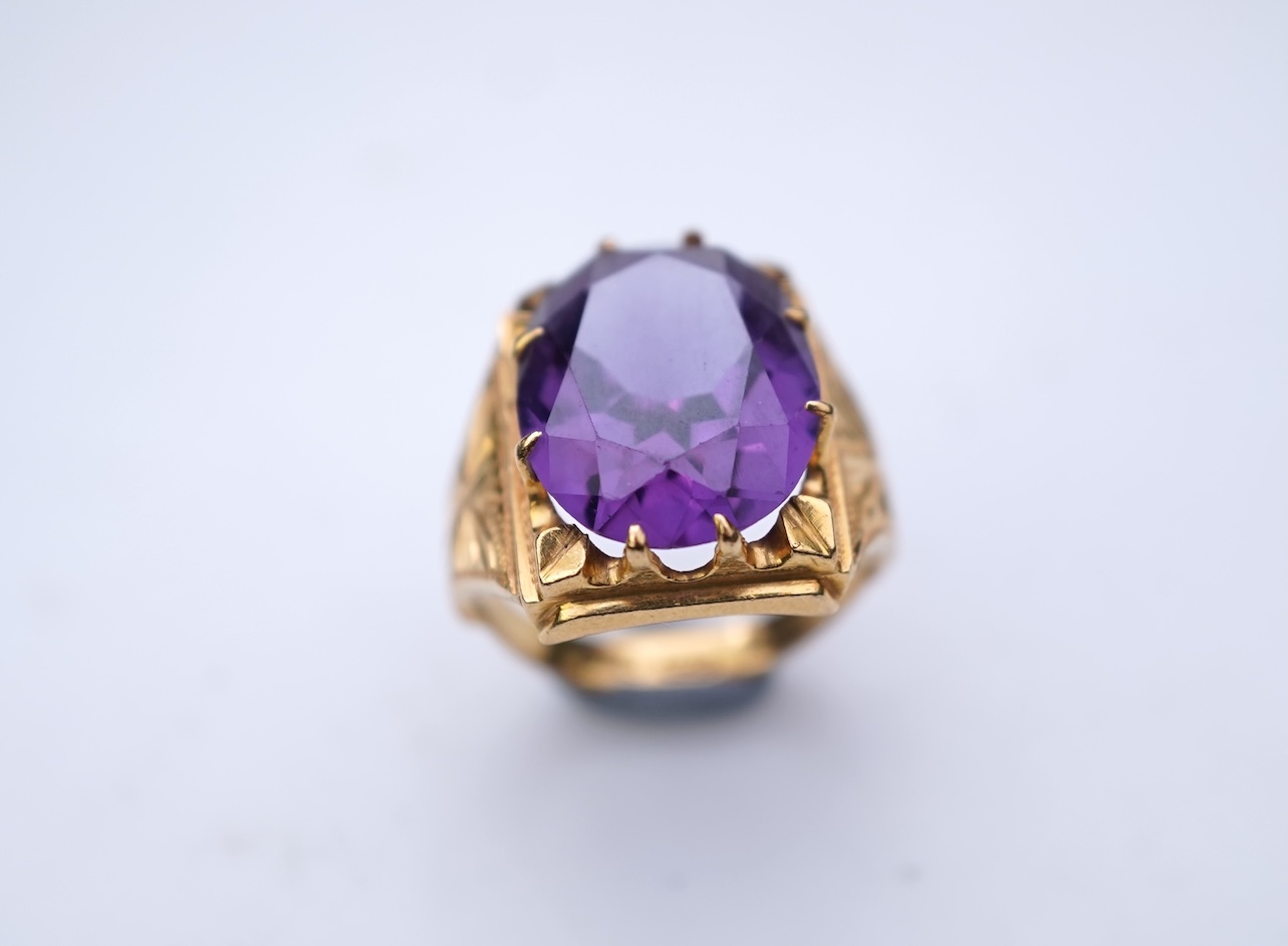 A synthetic sapphire ring